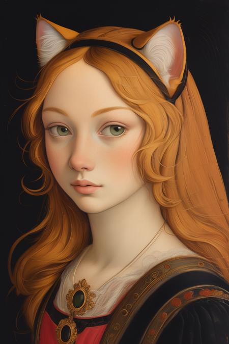 06647-3273052436-masterpiece,best quality,_lora_tbh117-_0.8_,portrait of cat,illustration painting,style of Sandro Botticelli,.png